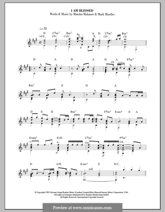 I am Blessed (Eternal): For guitar with tab by Mark Mueller, Marsha Malamet