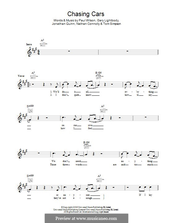 Snow Patrol - Chasing Cars Chords