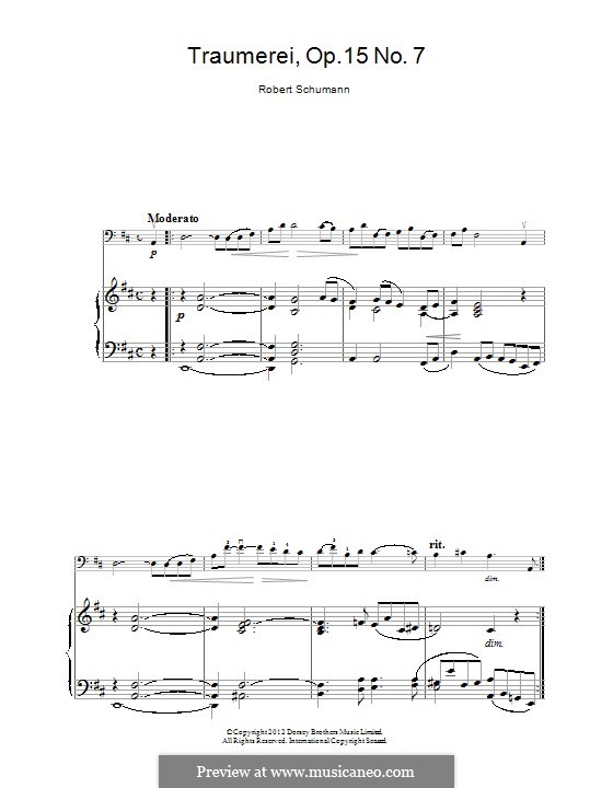 No.7 Träumerei (Dreaming): For cello by Robert Schumann