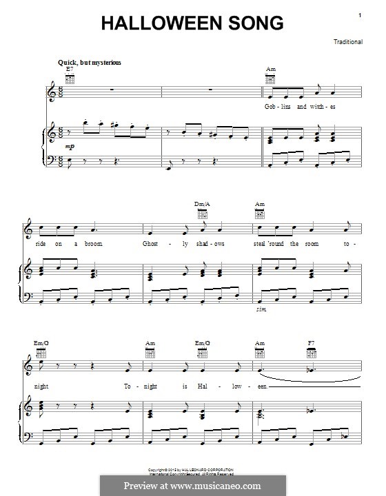 Halloween Song: For voice and piano (or guitar) by folklore
