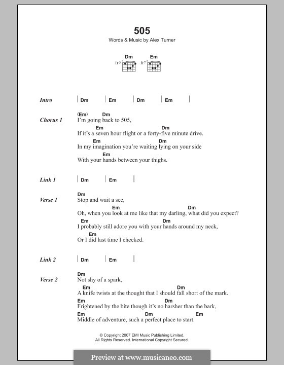 505 (Arctic Monkeys): Lyrics and chords by Alex Turner