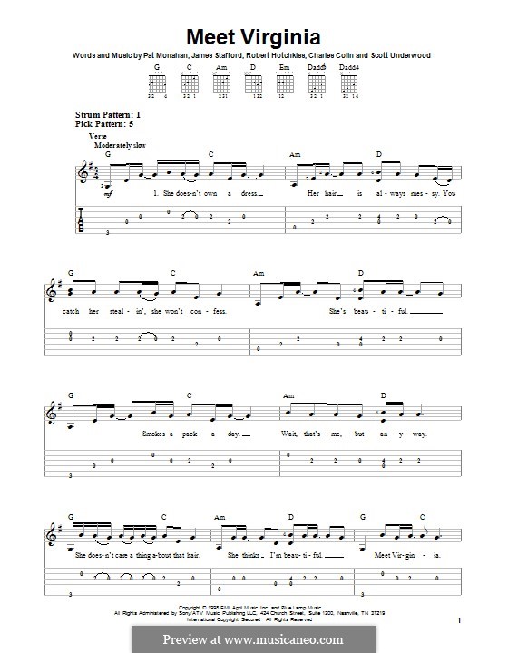 Meet Virginia (Train): For guitar with tab by Jimmy Stafford, Patrick Monahan, Rob Hotchkiss