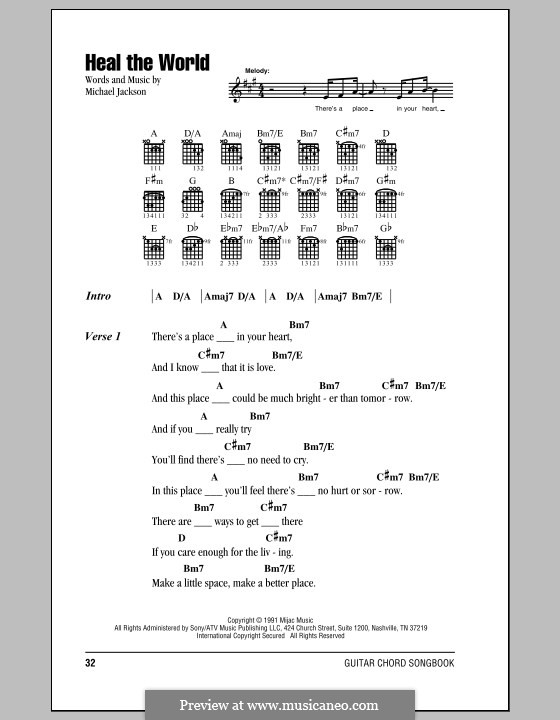 Heal the World: Lyrics and chords by Michael Jackson