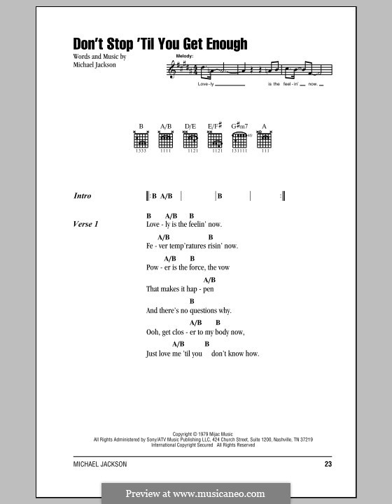 Don't Stop Till You Get Enough: Lyrics and chords by Michael Jackson