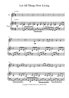 Let All Things Now Living: Score for two performers (in B Flat) by Unknown (works before 1850)