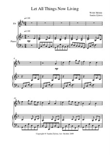 Let All Things Now Living: Score for two performers (in E Flat) by Unknown (works before 1850)