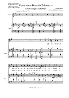 No.2 Wer nie sein Brot mit Tränen ass: For low voice and piano by Franz Schubert
