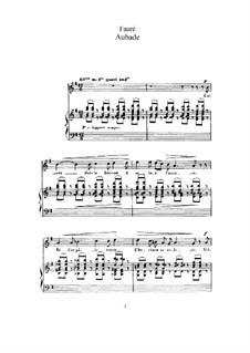 Three Songs, Op.6: No.1 Aubade, for high voice and piano by Gabriel Fauré