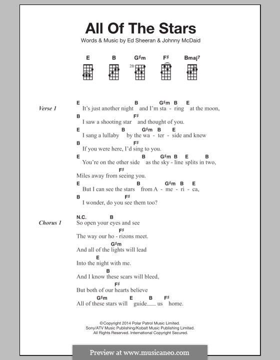All of the Stars: For ukulele by Ed Sheeran, John McDaid