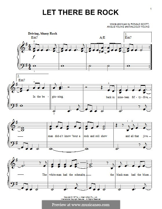 Let There Be Rock (AC/DC): For piano by Angus Young, Bon Scott, Malcolm Young