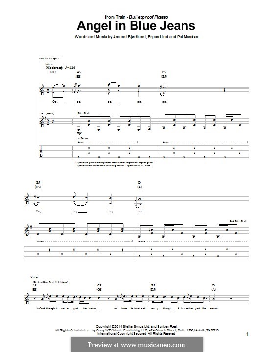 Angel in Blue Jeans (Train): For guitar with tab by Amund Bjorklund, Espen Lind, Patrick Monahan
