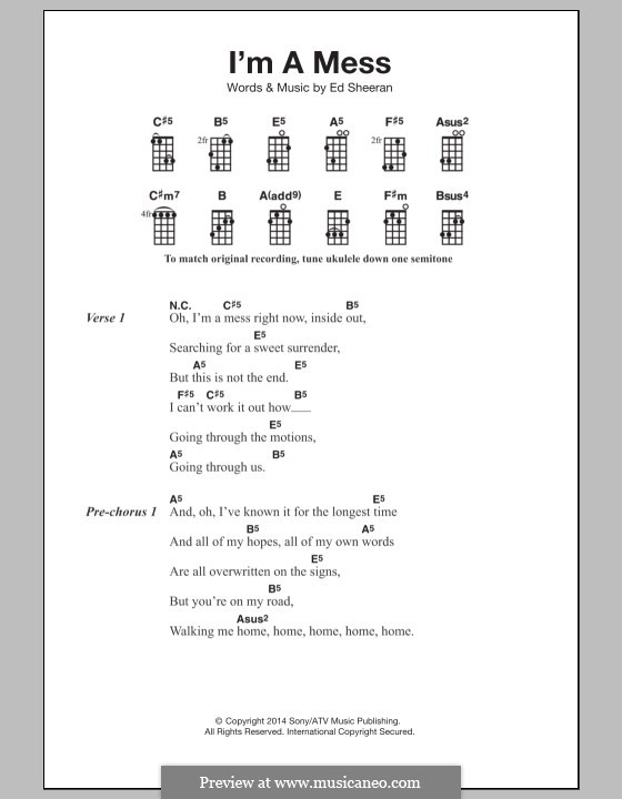 I'm a Mess: For ukulele by Ed Sheeran