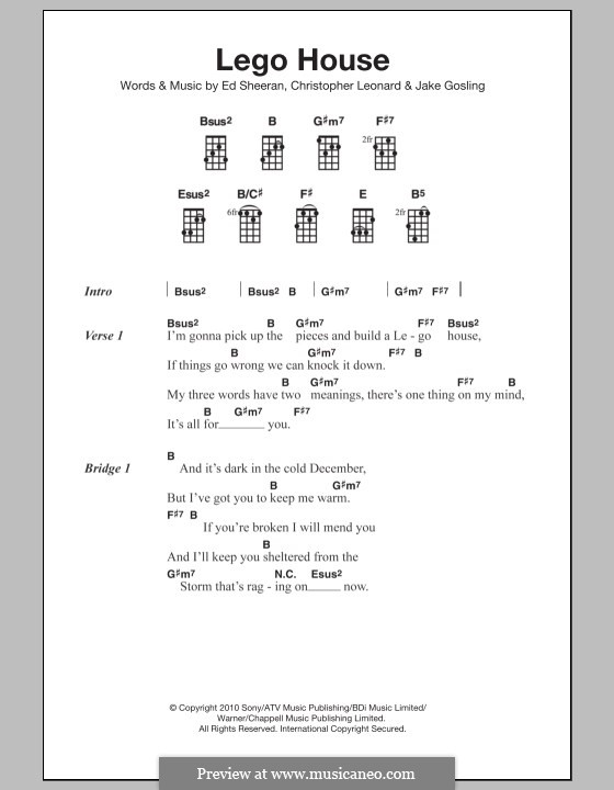 Lego House: For ukulele by Ed Sheeran, Christopher Leonard, Jake Gosling