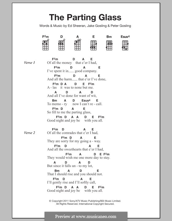 The Parting Glass: For ukulele by Ed Sheeran, Jake Gosling, Peter Gosling