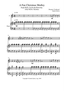 A Fun Christmas Medley: Score for two performers (in F) by folklore, James Lord Pierpont, Unknown (works before 1850)