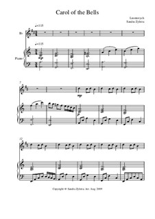 Vocal-instrumental version: Score for two performers (in B Flat) by Mykola Leontovych