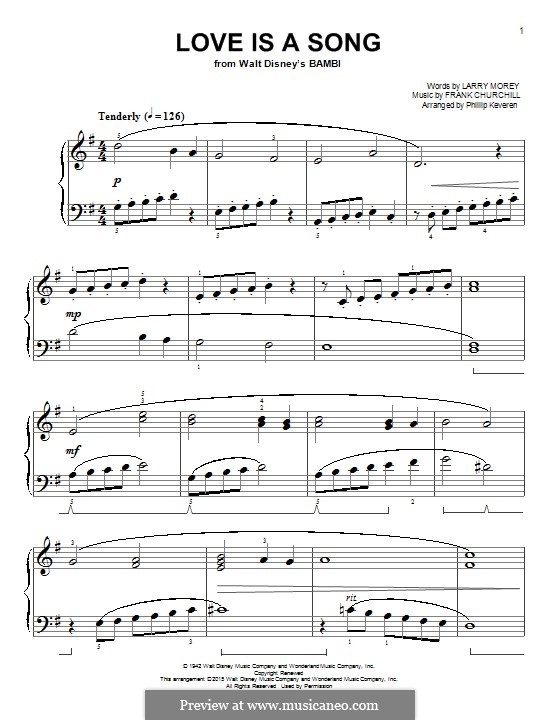 Love is a Song (from Bambi): For piano by Frank Churchill