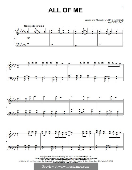 All of Me: For piano by John Stephens, Tobias Gad