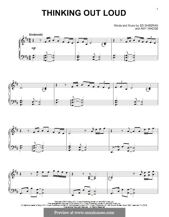 Thinking Out Loud: For piano by Ed Sheeran, Amy Wadge