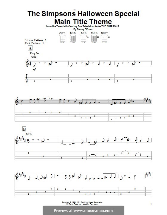 Theme from The Simpsons: For guitar with tab by Danny Elfman