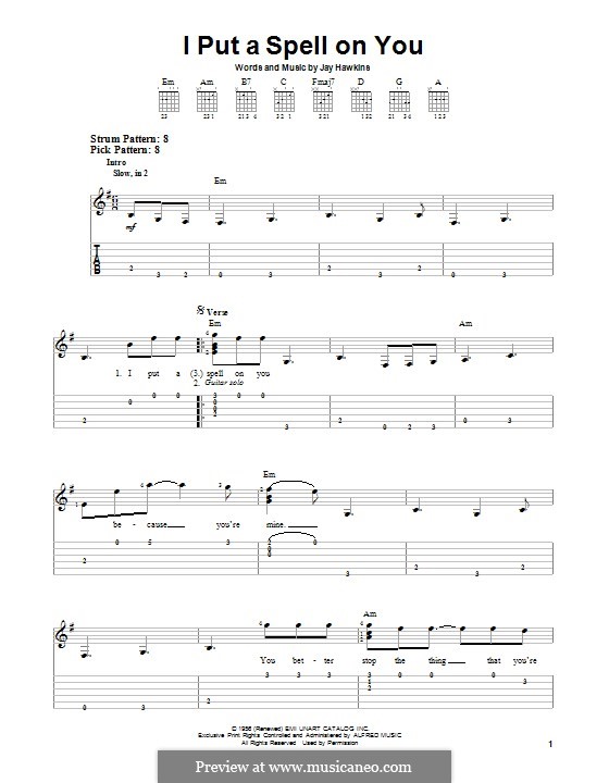 I Put a Spell on You (Creedence Clearwater Revival): For guitar by Jay Hawkins