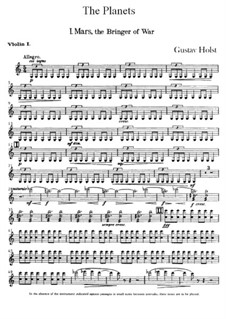 Complete Suite: Violins I part by Gustav Holst
