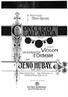 Violin Concerto No.4 'all' Antica', Op.101: For violin and piano – score by Jenö Hubay
