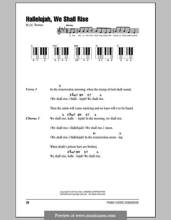 Hallelujah, We Shall Rise: Lyrics and chords by J. E. Thomas