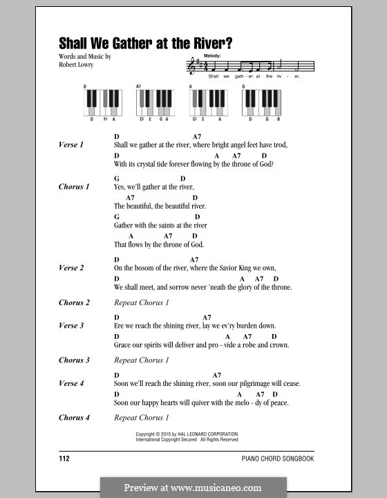 Shall We Gather at the River: Lyrics and chords by Robert Lowry