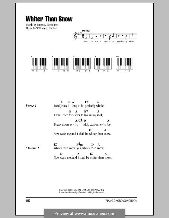 Whiter Than Snow: Lyrics and chords by William G. Fischer