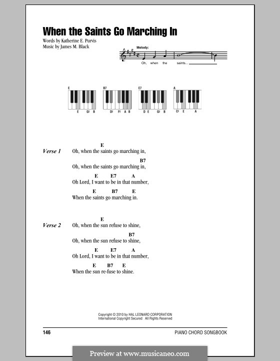 When the Saints Go Marching In: Lyrics and chords by James Milton Black