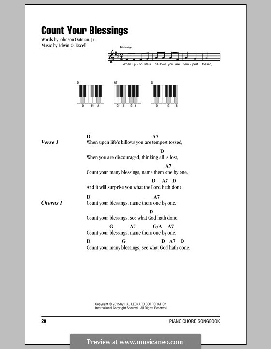 Count Your Blessings: Lyrics and chords by Edwin Othello Excell