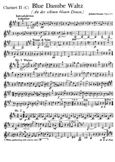 On the Beautiful Blue Danube, Op.314: Clarinet II in C part by Johann Strauss (Sohn)
