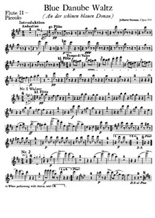 On the Beautiful Blue Danube, Op.314: Flute piccolo part by Johann Strauss (Sohn)