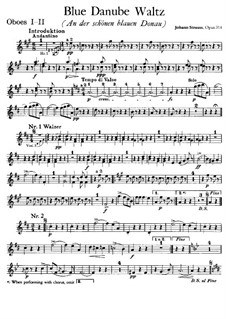 On the Beautiful Blue Danube, Op.314: Oboes I, II part by Johann Strauss (Sohn)