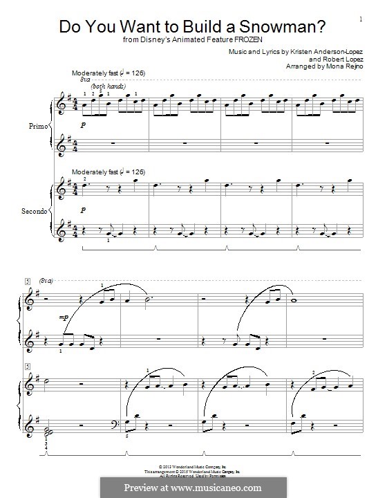 Do You Want to Build a Snowman? (from Frozen): For piano by Robert Lopez, Kristen Anderson-Lopez