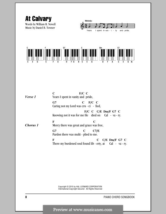 At Calvary: Lyrics and chords by Daniel B. Towner