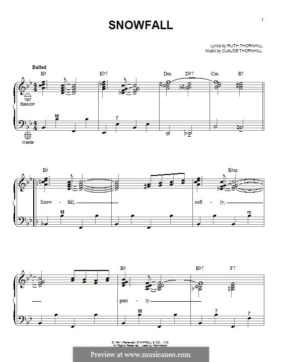 Snowfall (Tony Bennett): For accordion by Claude Thornhill, Ruth Thornhill