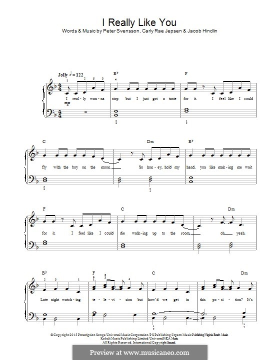 I Really Like You: For piano by Jacob Kasher Hindlin, Peter Svensson, Carly Rae Jepsen