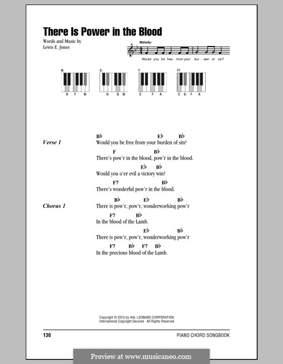 There Is Power in the Blood: Lyrics and chords by Lewis Edgar Jones