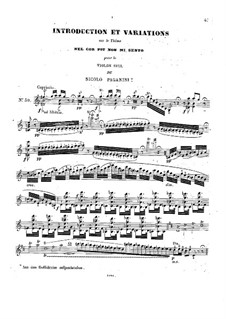 Two Pieces for Violin: Introduction and Variations on Theme 'Nel cor piu non mi sento' by Niccolò Paganini