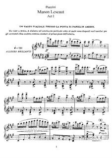 Manon Lescaut : Piano-vocal score by Giacomo Puccini