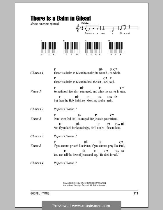 There Is a Balm in Gilead: Lyrics and chords by folklore