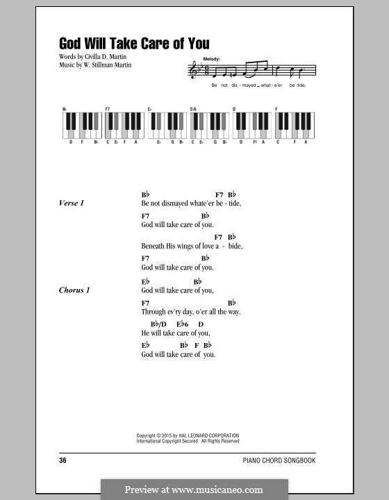God Will Take Care of You: Lyrics and chords by W. Stillman Martin