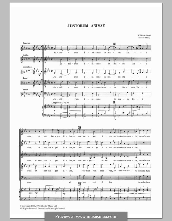Justorum Animae: For mixed choir by William Byrd