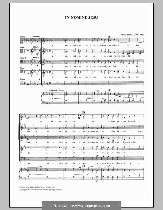 In nomine Jesu: For mixed choir by Jacob Handl