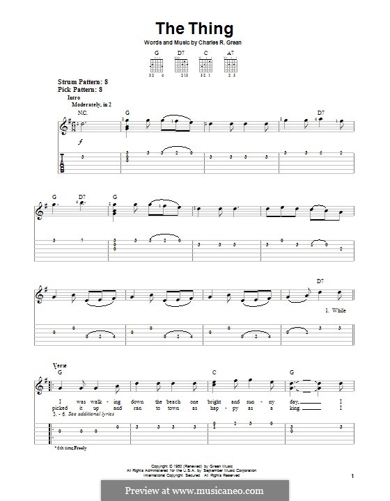 The Thing: For guitar with tab by Charles R. Grean