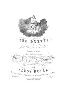 Three Duos for Violin and Viola, BI 54, 34, 93 Op.15: Three Duos for Violin and Viola by Alessandro Rolla