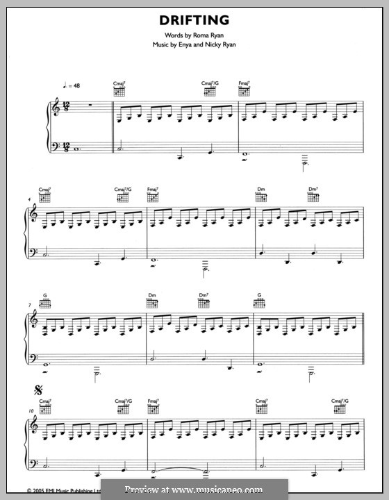 Drifting: For voice and piano (or guitar) by Enya, Nicky Ryan