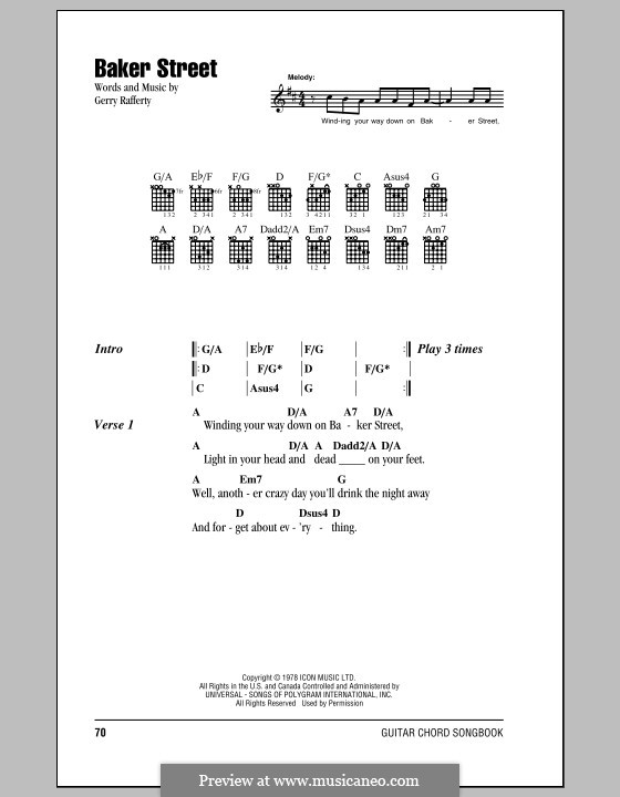 Baker Street: Lyrics and chords by Gerry Rafferty